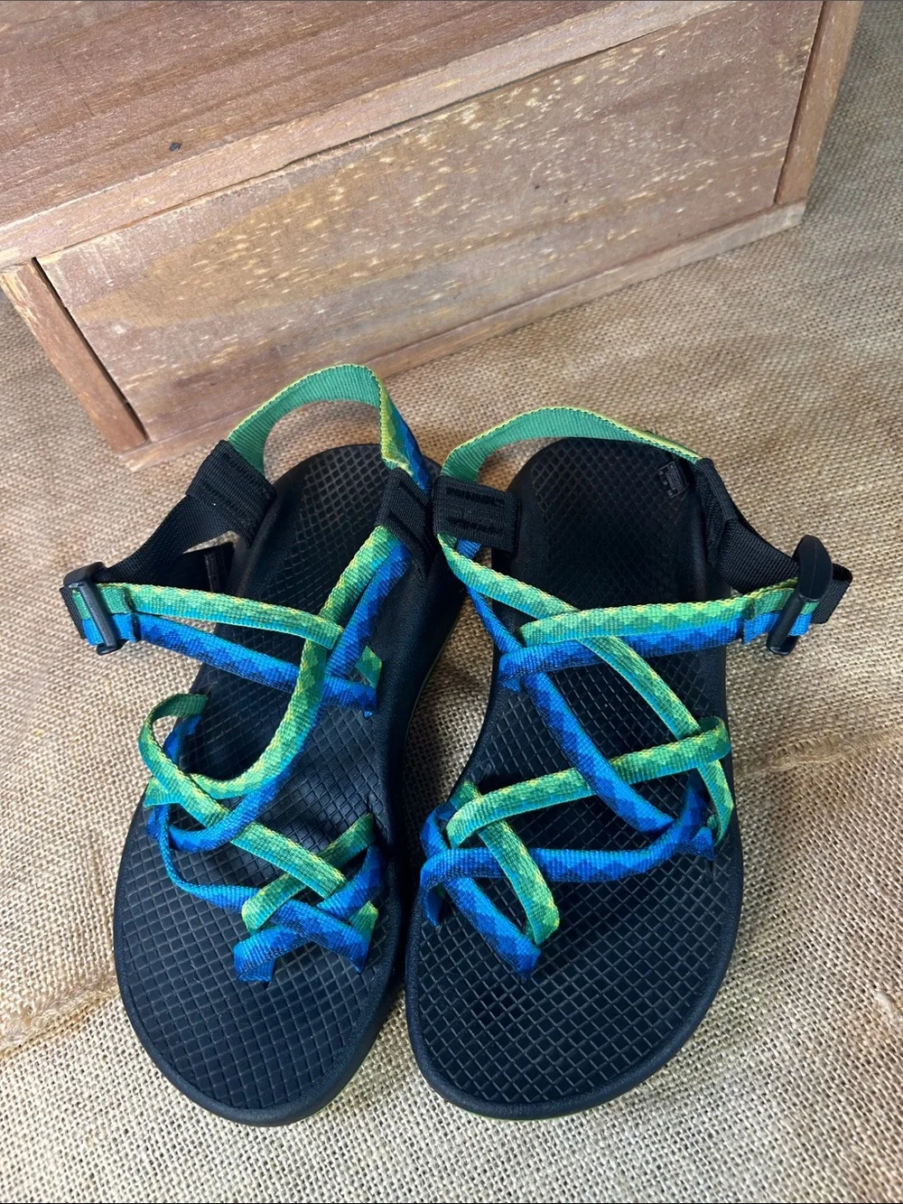 Chaco Women's Multicolor Strappy Sport Sandals - Blue & Green